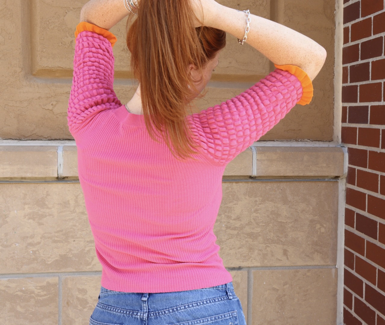 CHLOÉ PINK AND ORANGE MID-SLEEVE
